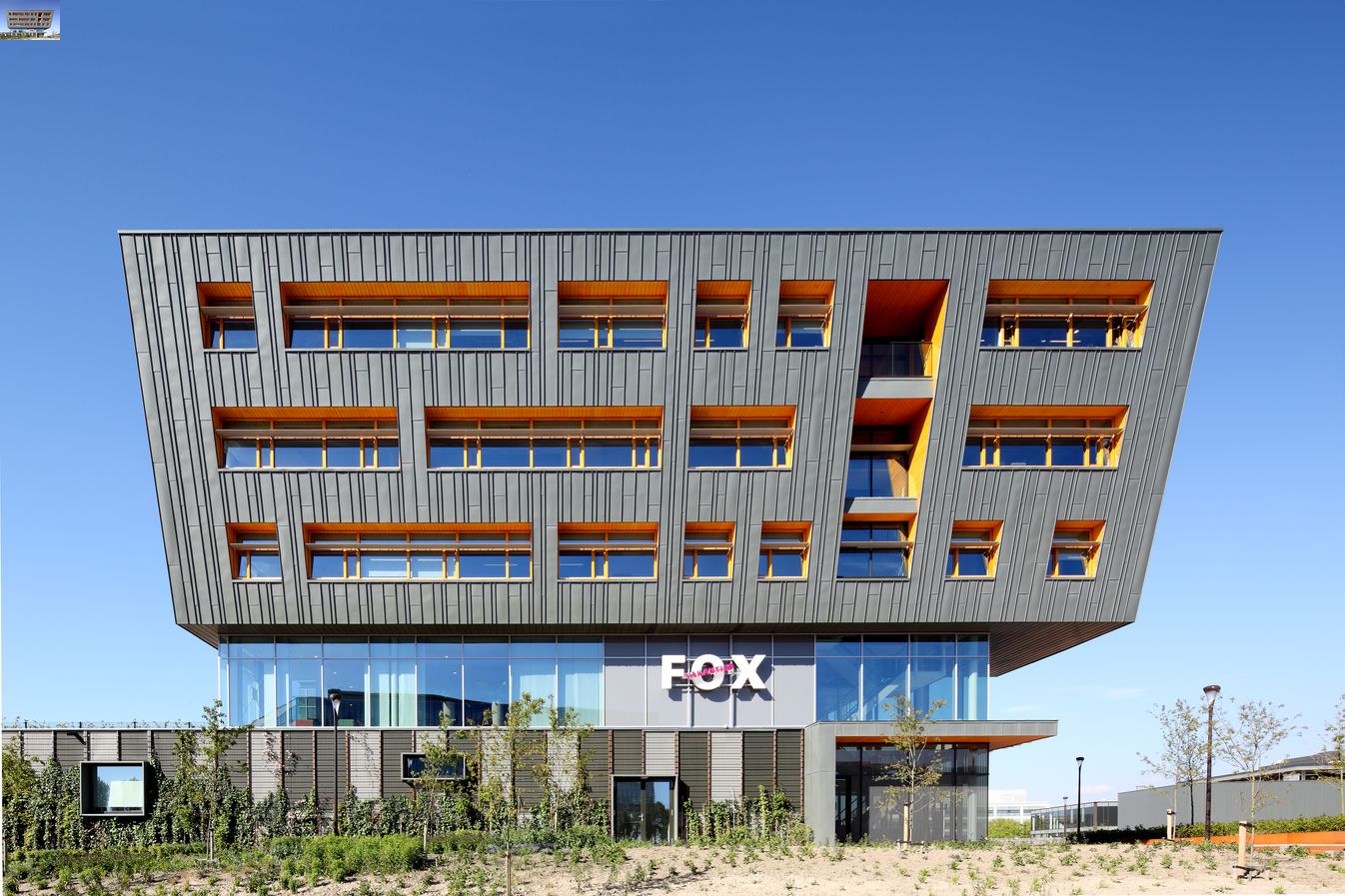 FOX Vakanties, Netherlands, C2C certified, facade: RHEINZINK-prePATINA graphite-grey, angled-standing-seam