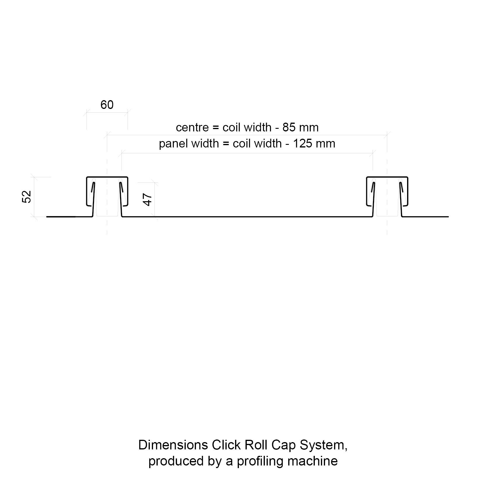 roof click roll cap measures drawing