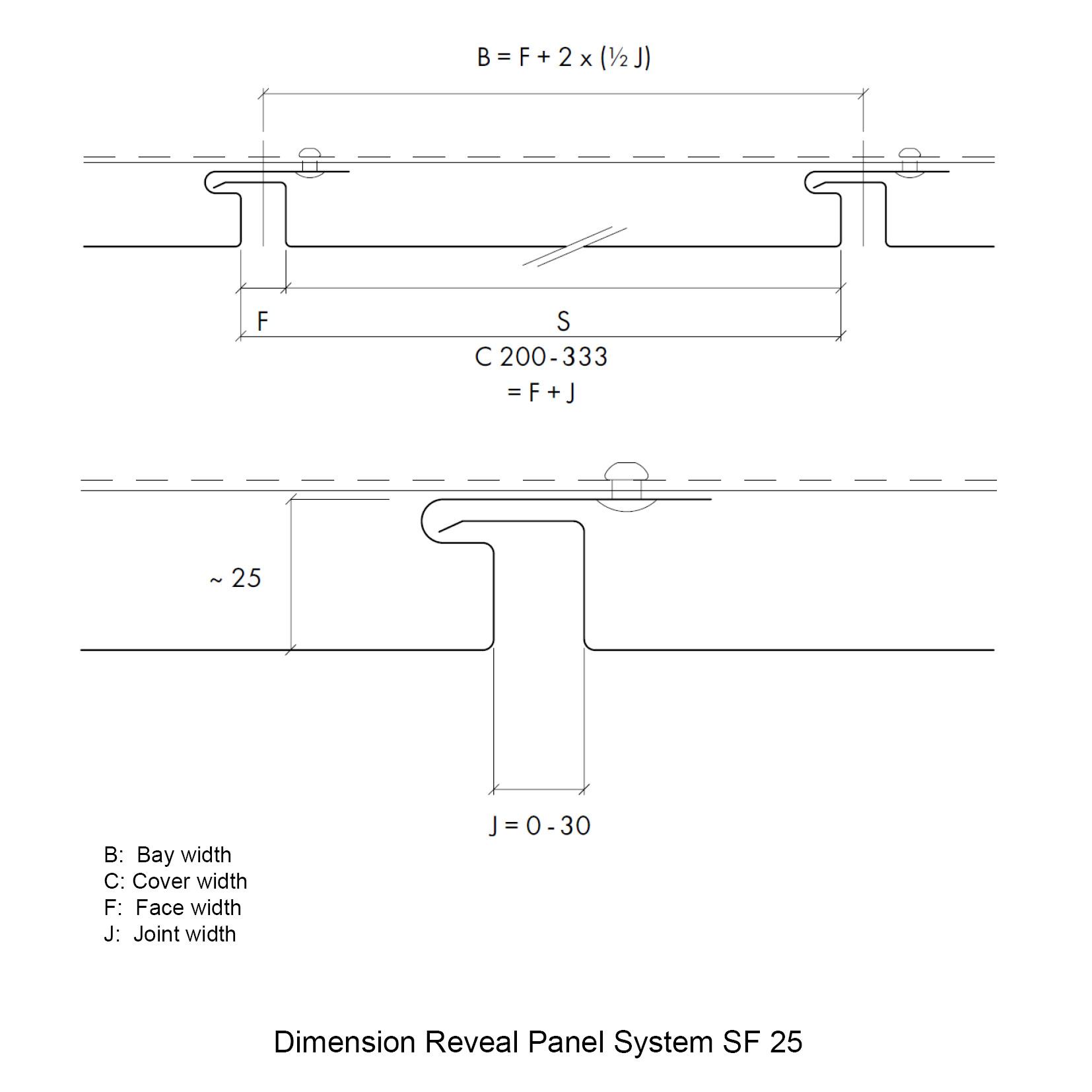 facade reveal panel measures drawing